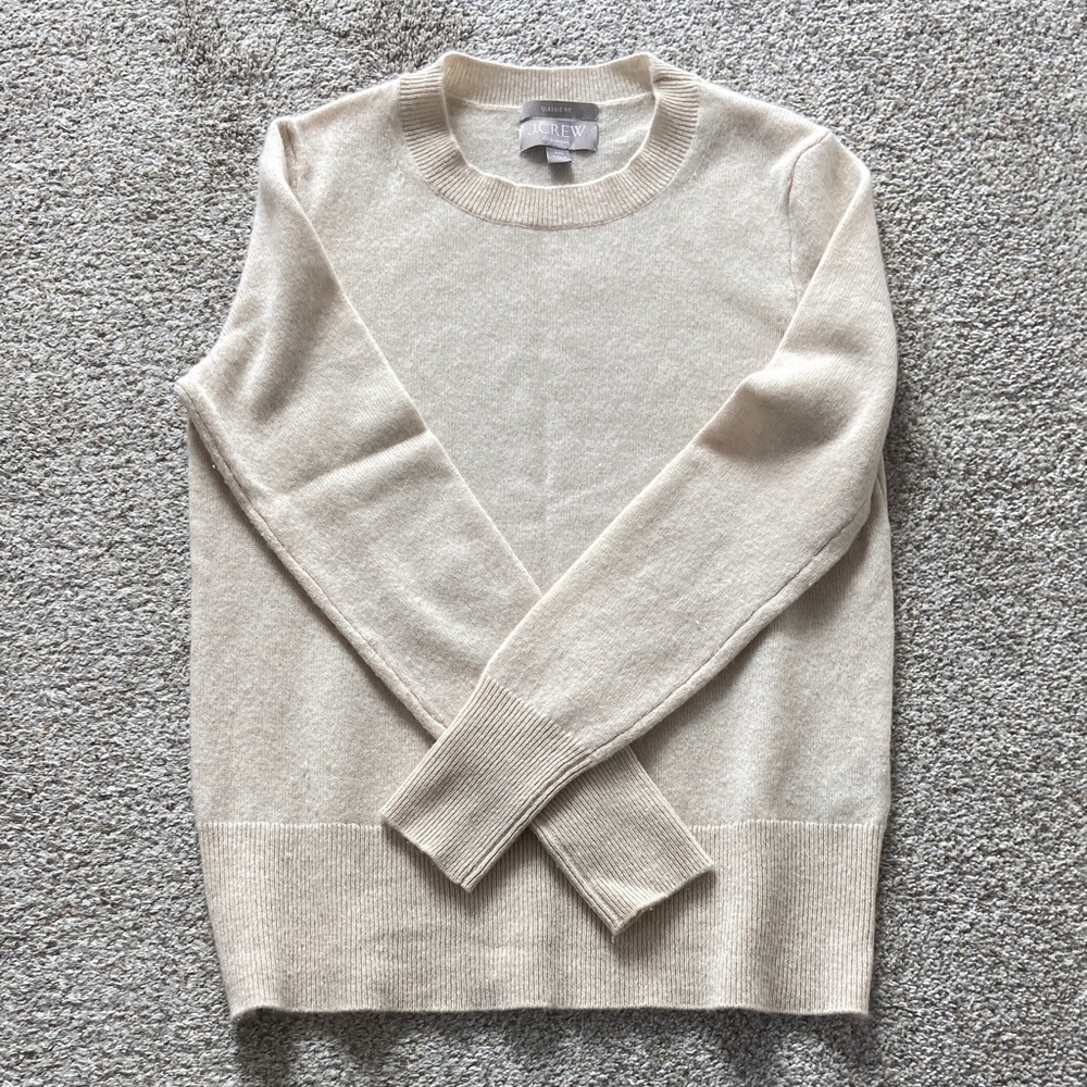 J. Crew Beige Crewneck Cashmere Sweater
